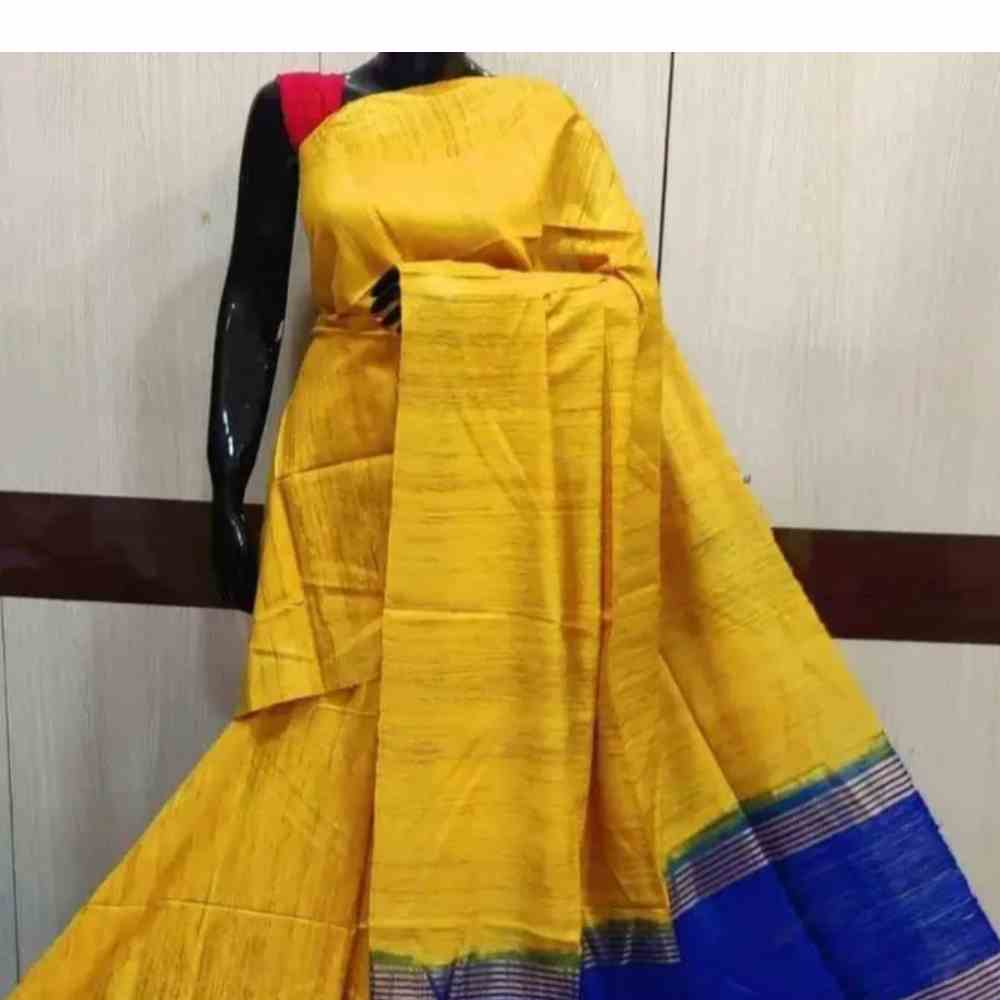 Tussar Ghicha Staple Jari Border 2-Dye Saree